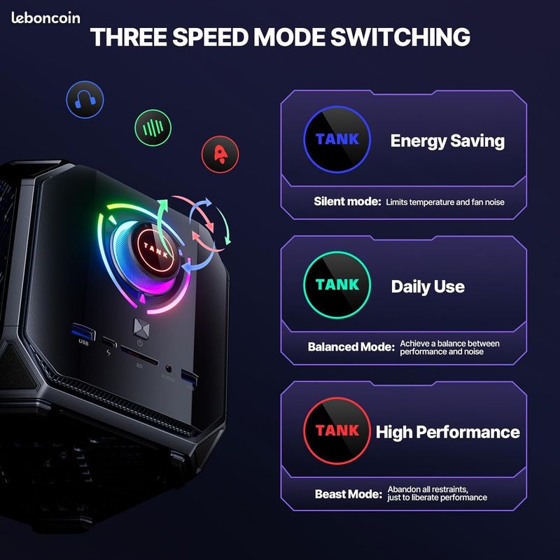 Nouveau PC Tank03 Gaming PC Desktop, Intel i7 (image 5)