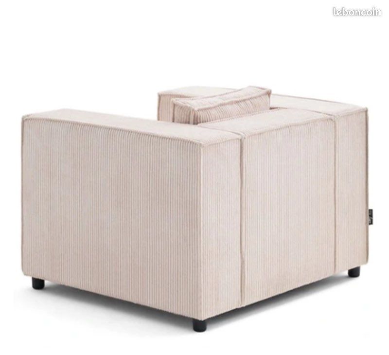 Fauteuil de salon LISA DESIGN STELLA - FAUTEUIL EN VELOURS CÔTELÉ - BEIGE (image 5)