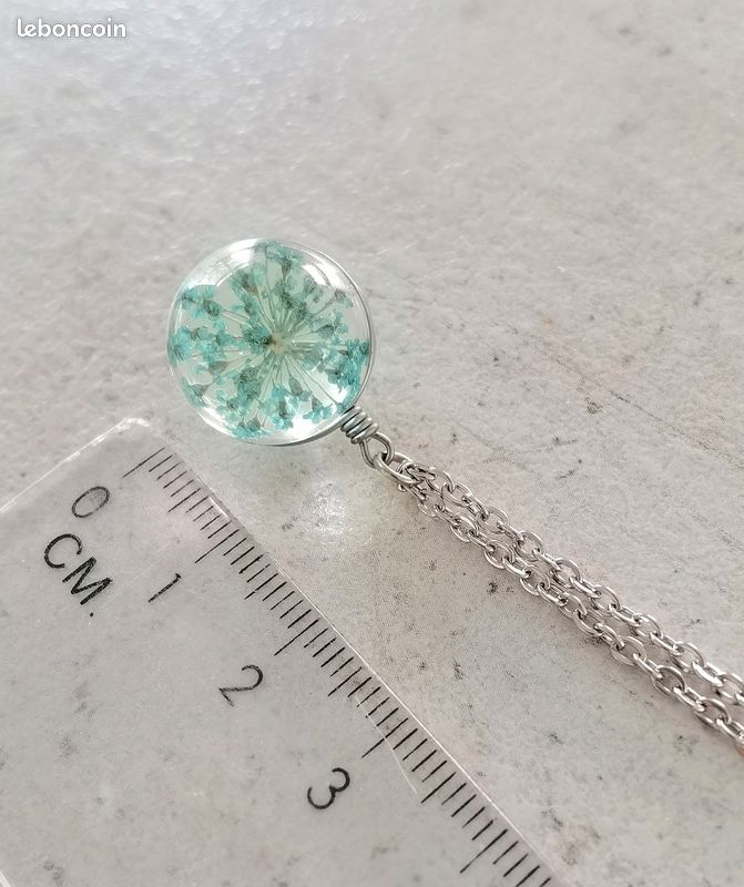 Collier balle fleur chaîne acier inoxydable (image 4)