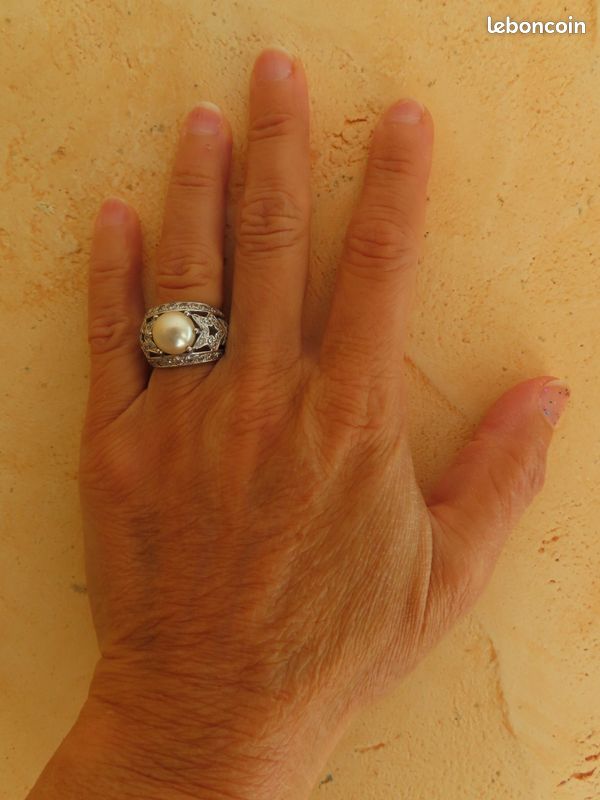 Bague Uterque XXL Maille Gourmette Sertie De Cristaux Blancs Irisés - Taille 50, Occasion, Alliage