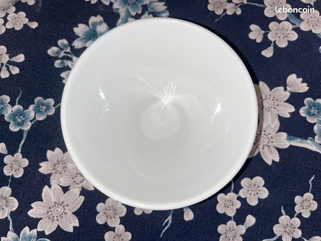 Bol vintage en porcelaine opaque de Sarreguemines coloris blanc cassé shabby (image 1)
