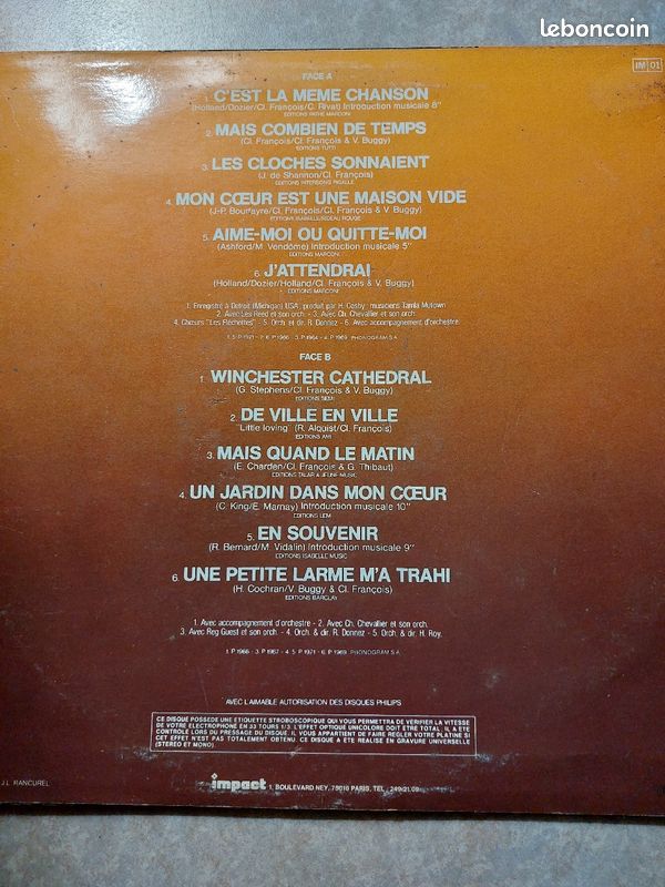 Disque vinyle 33 tours Claude François Disque d'or (image 2)