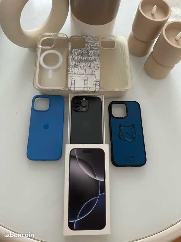 IPhone 16 Pro Max 256 Go Noir - État Neuf + 5 Coques (dont Maison Kitsuné x Casetify) – Sous Garantie (image 3)
