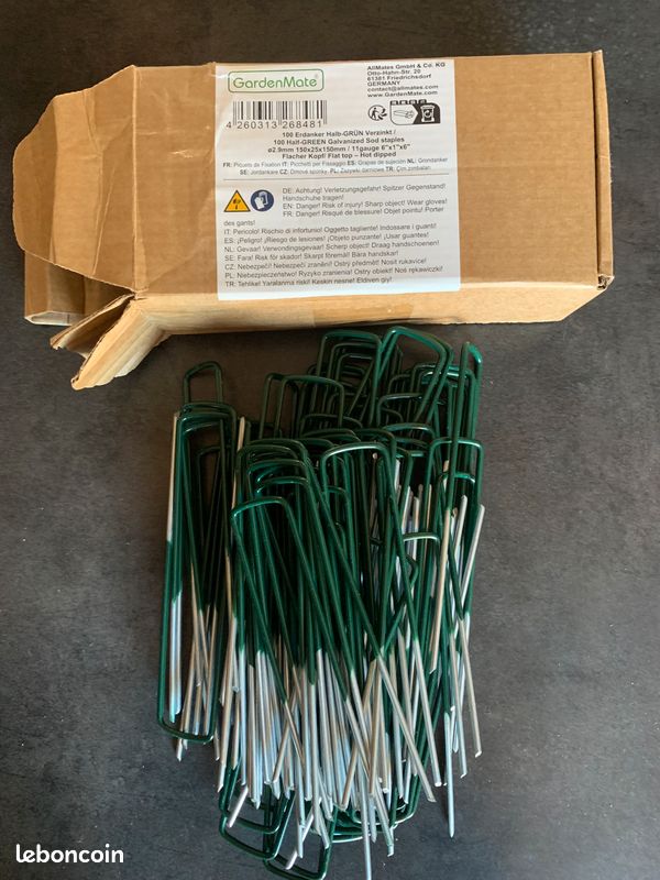 GardenMate Lot De 100 Piquets Fixation Acier Galvanisé 250mm - Sols Durs
