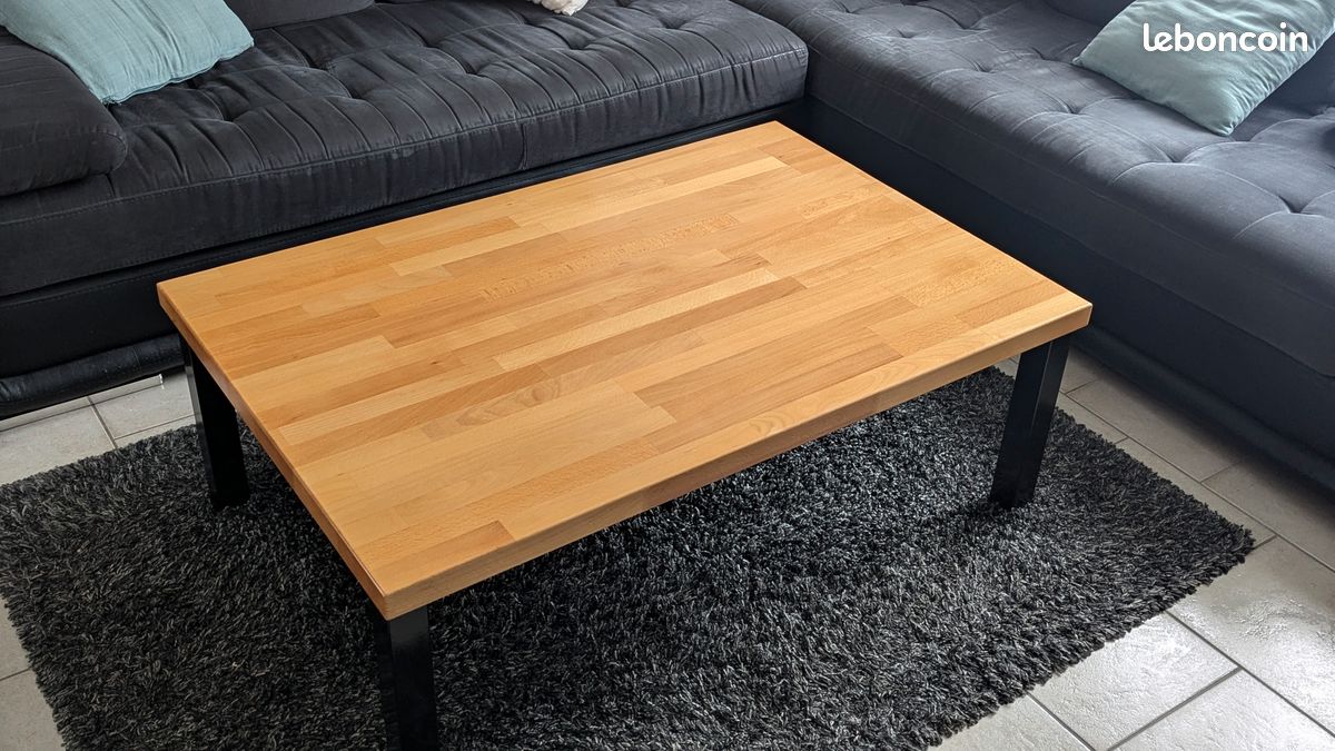 Table basse industriel hêtre massif (image 6)