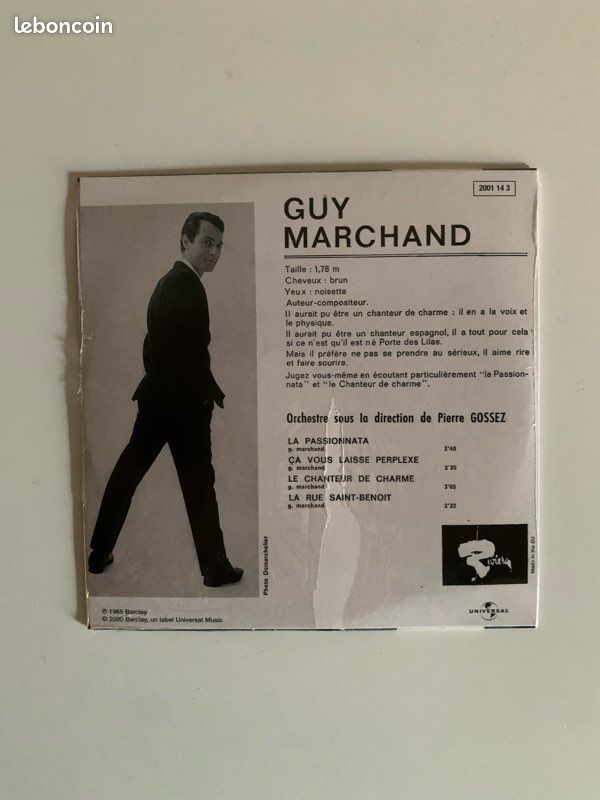 Réplique vinyle 45T en CD 4 titres Guy Marchand Neuf (image 2)