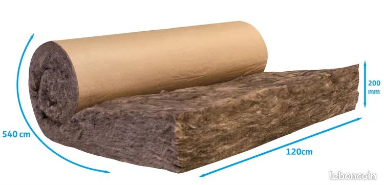Rouleau de laine de verre Ekoroll comble 040 kraft, Ep.200mm, 5.4x1.2m KNAUF (image 2)