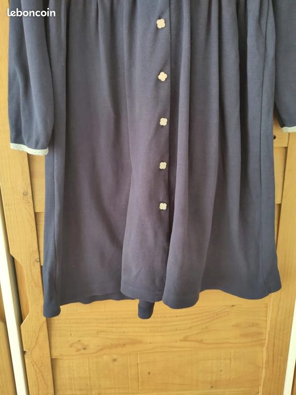 Robe vintage années 90 100% coton Country For Kids Girls bleu marine taille 10 ANS (image 5)