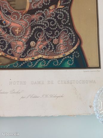 Chromolithographie sur feuile d'or 23 carats - Antiquités