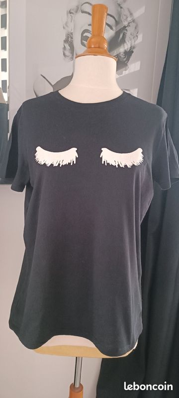 Tee shirt Stradivarius noir taille L ( 1000) (image 1)