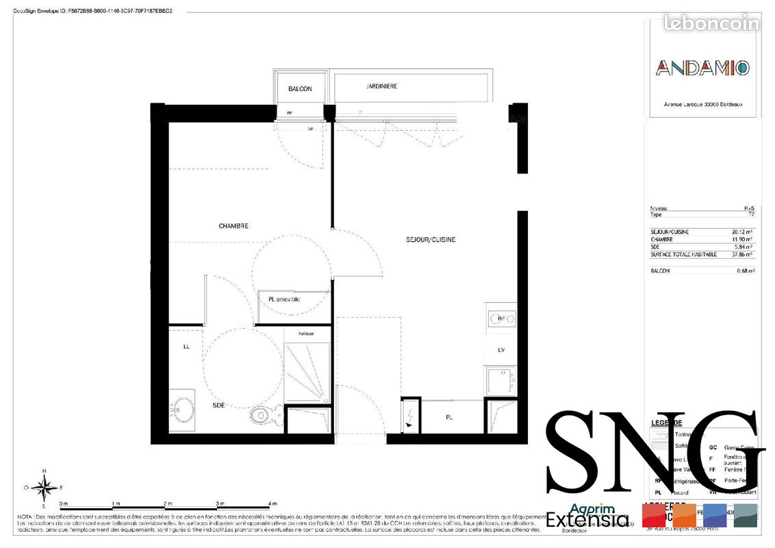 Appartement 2 pièces 38 m² · à Bordeaux · 38 m² · 560 €/mois