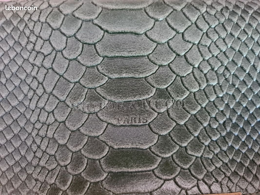 Sac cuir Victor & Hugo vert style croco (image 6)