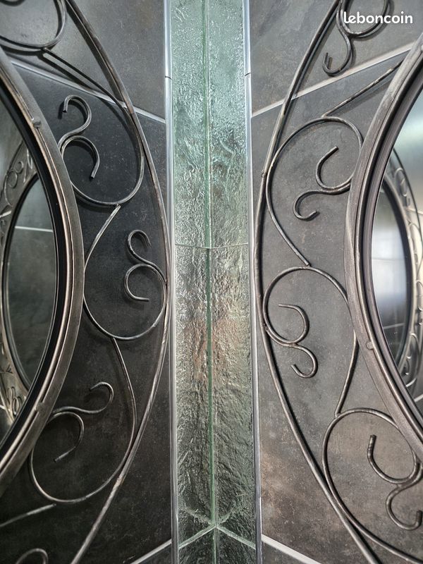 Lot 2 Miroirs métal noir gris - Diam. 68 cm dont 1 offert (image 11)