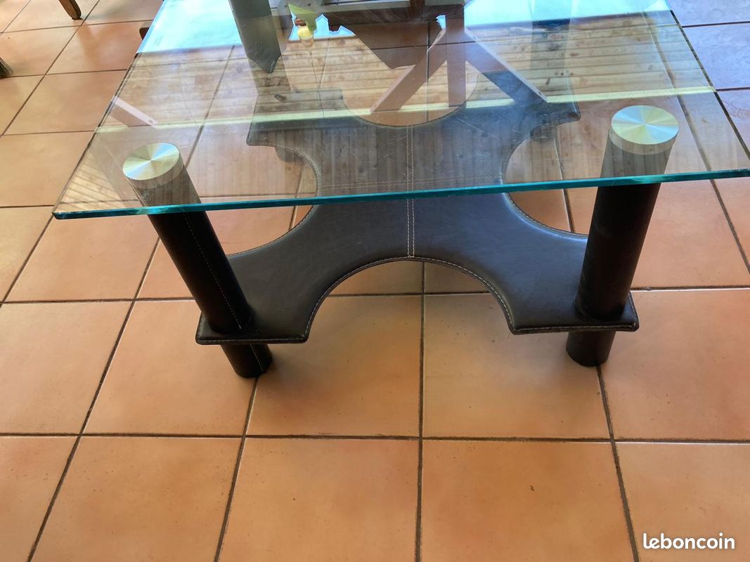 A vendre :Table basse verre et cuir (image 2)