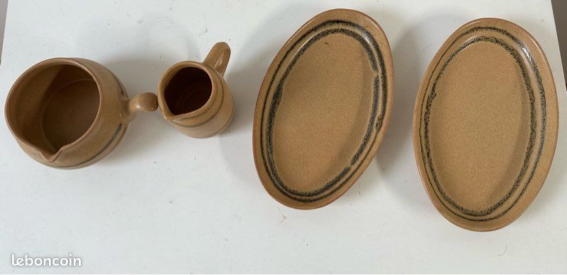 Saucier, 2 beurrier, pit à crème en gré de Sarreguemines (vintage). Cvaiss (image 2)