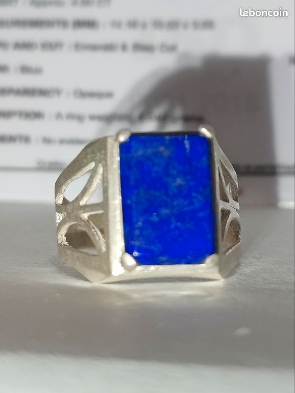 4 ct bague argent LAPIS LAZULLI+ certificat d'authenticité (image 1)