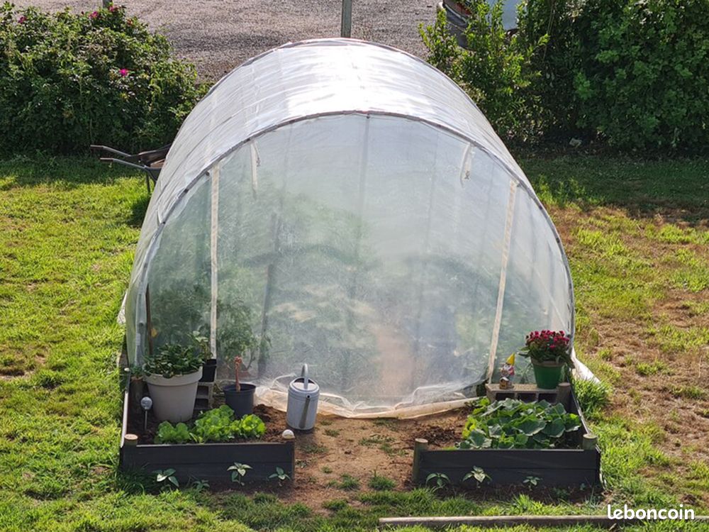 Serre de jardin tunnel 3x3m (9m²) diam.25mm avec bâche translucide et 1 porte enroulable (image 3)