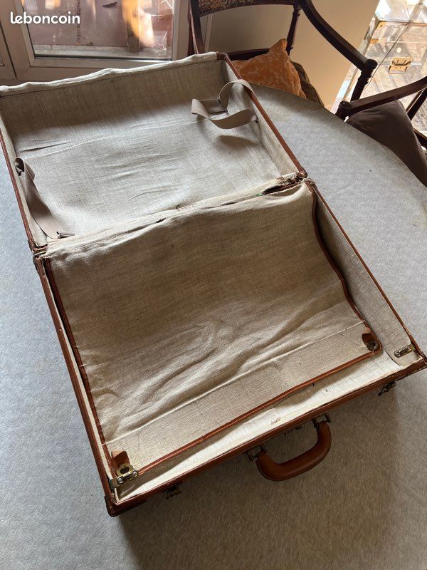 Mallette SUDHAUS Cuir Cognac – Ancienne, étui Et Bagage 2 En 1, Unisexe