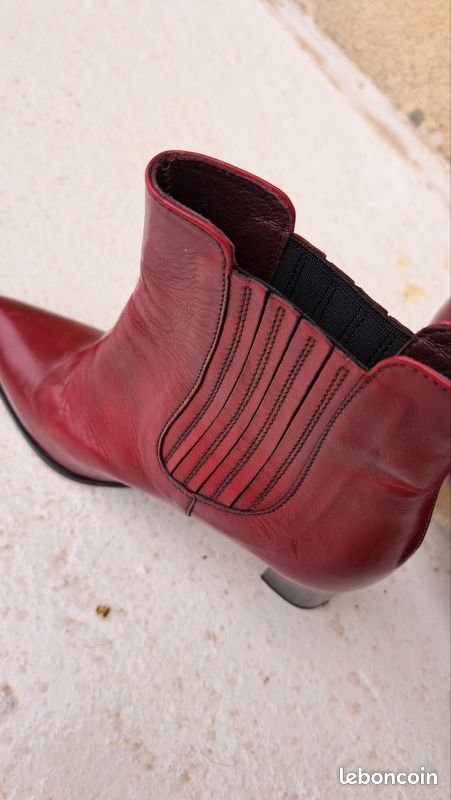 Bottines en cuir bordeaux (image 3)