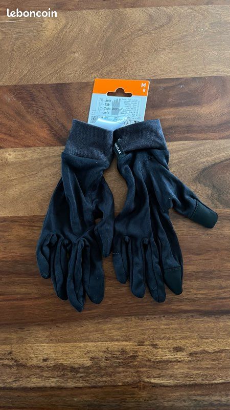 Paire De Sous-gants En Soie Noire - 100% Soie Naturelle, Neufs Avec étiquettes