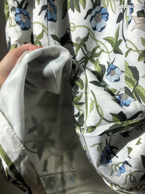 Robe motif fleur blanc bleu vert vintage (image 5)