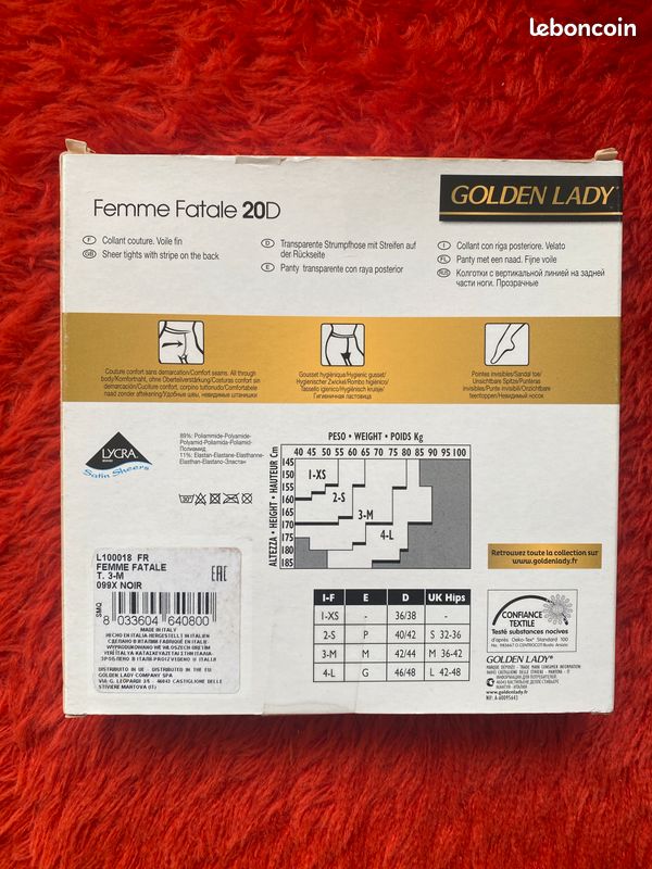 Collant Golden Lady Taille 4 Dentelle Gris Fumé - Slip Intégré - Neuf étiquettes