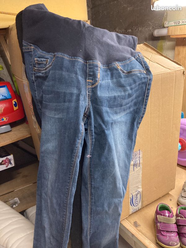 Pantalons grossesse femme taille 36 extensible noir et jeans (image 2)