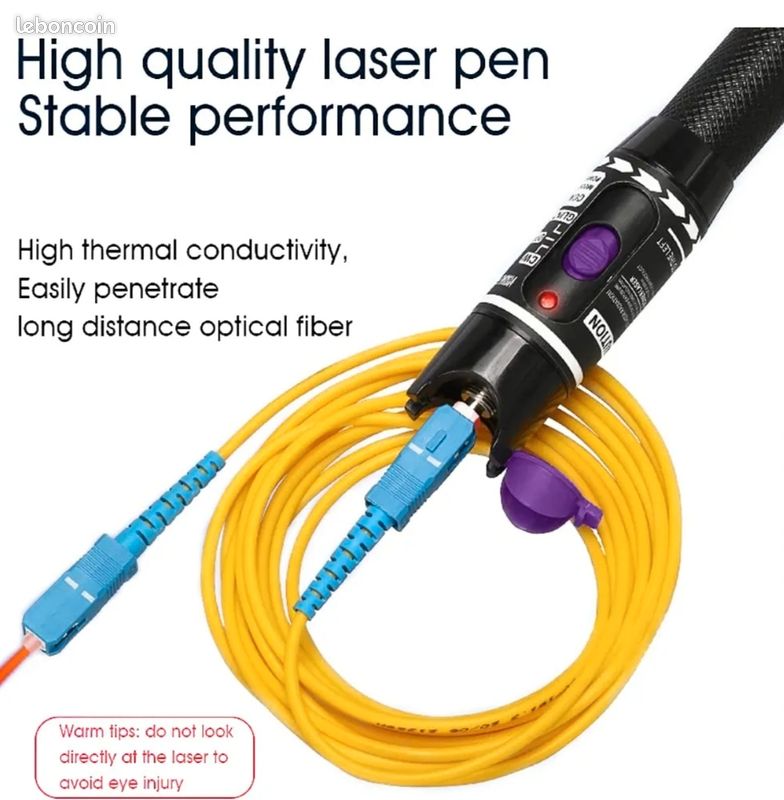 Stylo Localisateur De Défauts Fibre Optique VFL - 50 MW, 50 Km - Connecteur 2,5 Mm Universel - Alimentation 2xAA