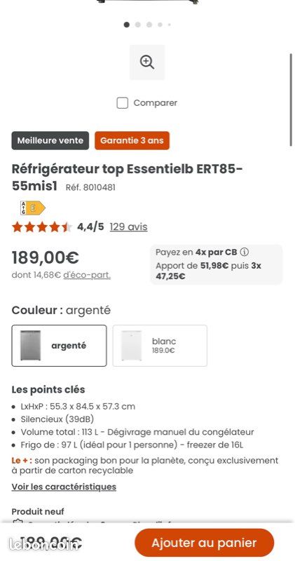 Frigo Boulanger mini ERT85 (image 4)