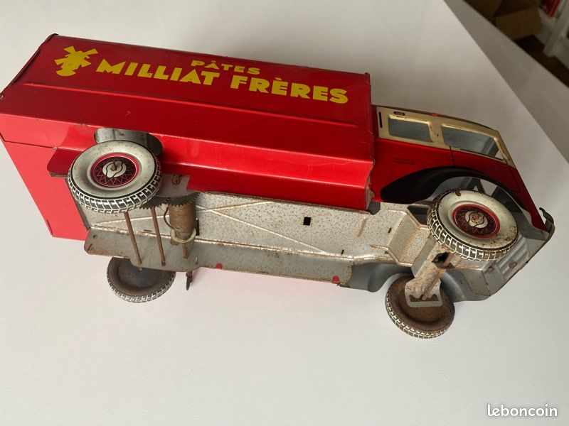 CAMION MECANIQUE JOUET TOLE LONG 30 CM ML PUB OU TRANSPORT