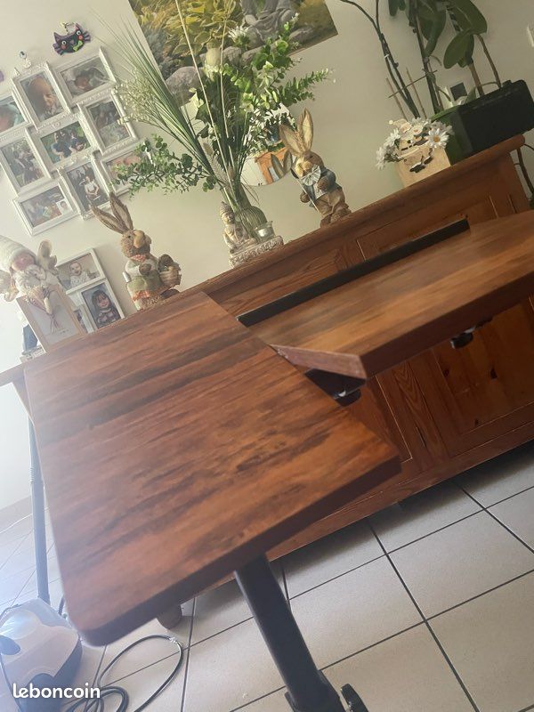 Table basse relevable avec plateau extensible – Style industriel (image 3)