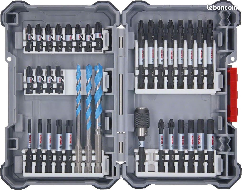 BOS Kit d'embouts de tournevis 35 pièces (Pick and Click, accessoires pour visseuse à percussion, avec embouts et porte-embouts universels) - Amazon Edition (image 1)