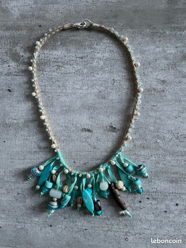 Collier femme vintage blue fait main (image 3)