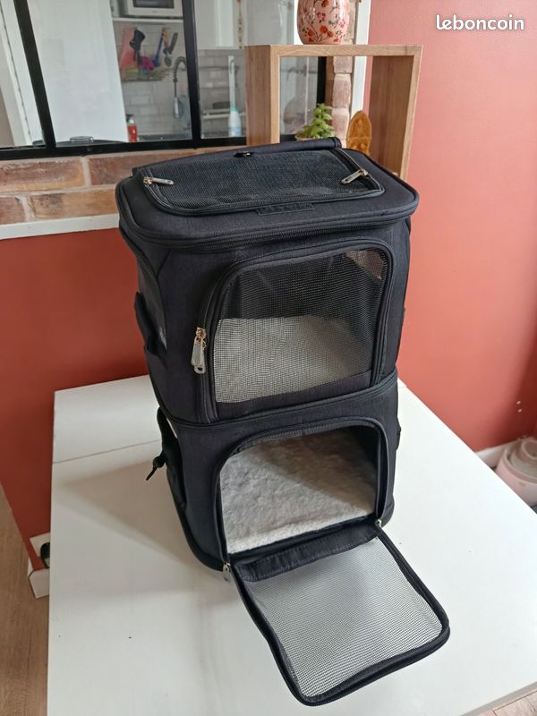 Sac de Transport pour 2 chats / 1 petit chien à roulettes (image 1)