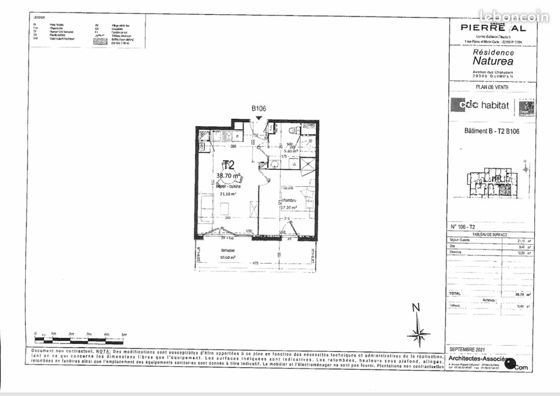Appartement 2 pièces 40 m² · à Quimper · 40 m² · 522 €/mois