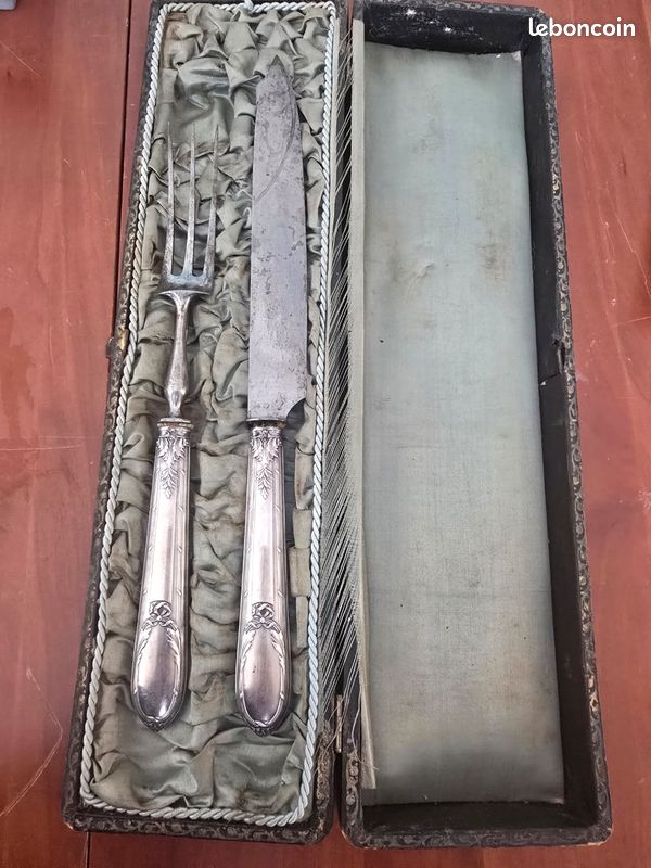 ANCIEN SERVICE A decouper la viande gigot en argent fourré poincon st LXVI XIXe EUR 30,00