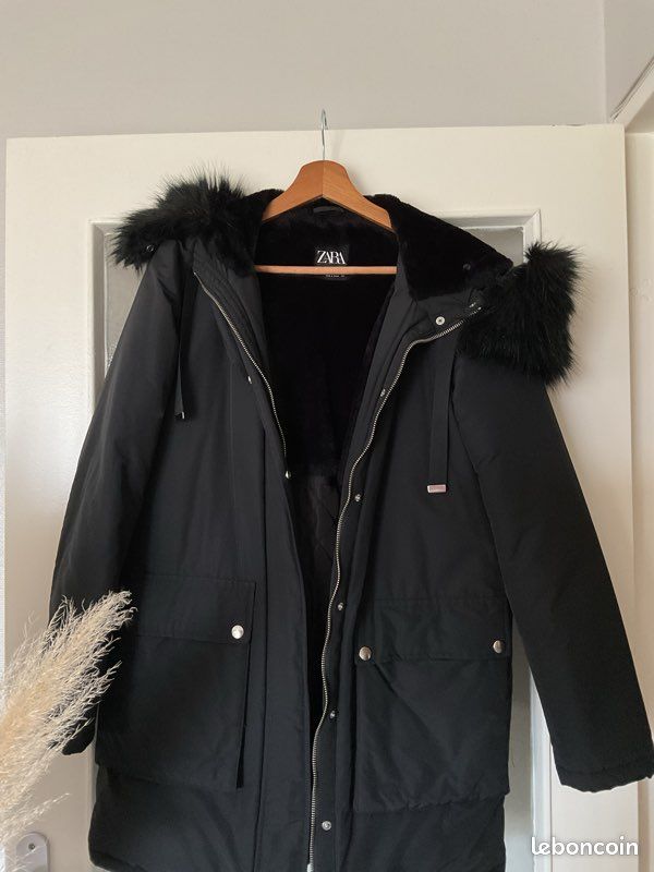 Manteau Fausse Fourrure Fourrure Zara 2019 Doudoune Noir Femme