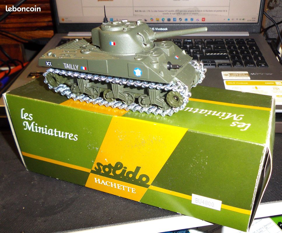 Char miniature " Sherman M4 A3 type 1943 de la 2ème DB "- Solido / Hachette (image 2)