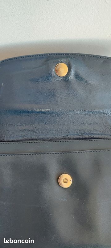 Petit Sac à Main Ou Banane Vintage Cleo Company - Cuir, Couleur Bleu/marron/noir, Occasion