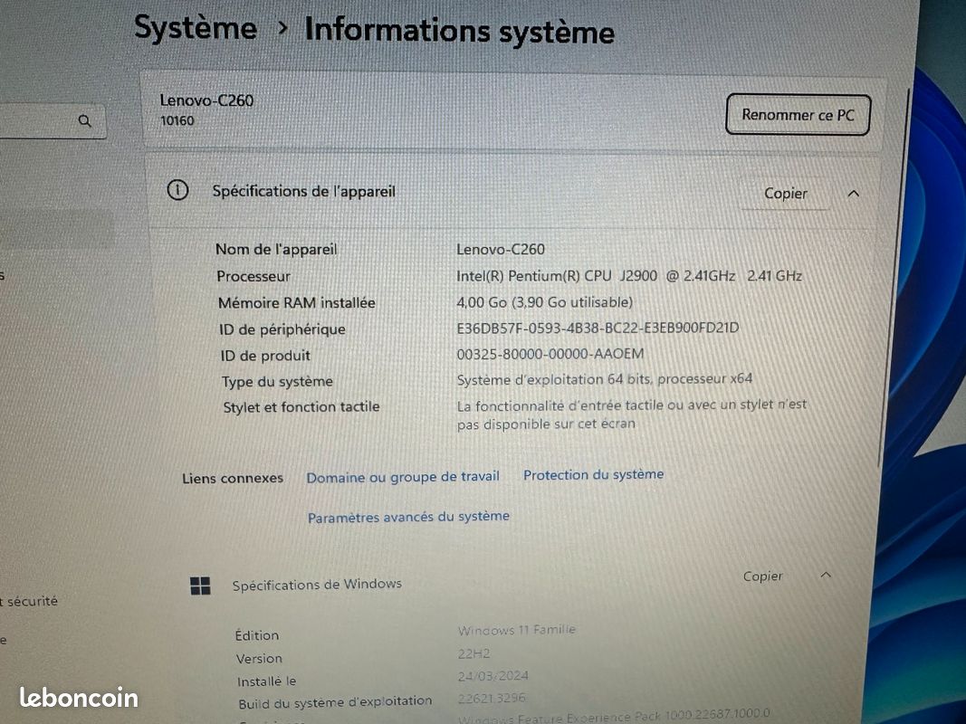 Ordinateur Lenovo C260 tout en un (image 2)