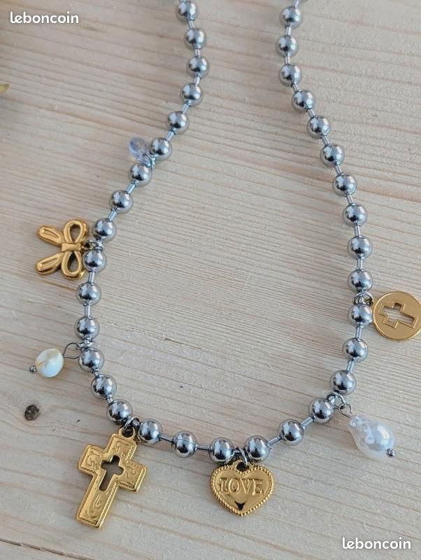 Collier Croix, Cœur et Nœud – Amour, Foi et Lien Éternel – Acier Inoxydable – Bijou Symbolique – Cadeau Femme (image 5)