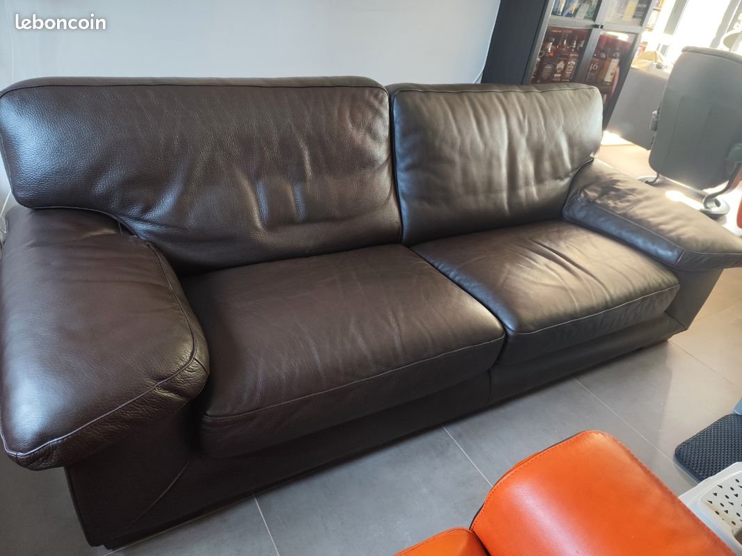 Canapé modulable en cuir blanc, Roche Bobois