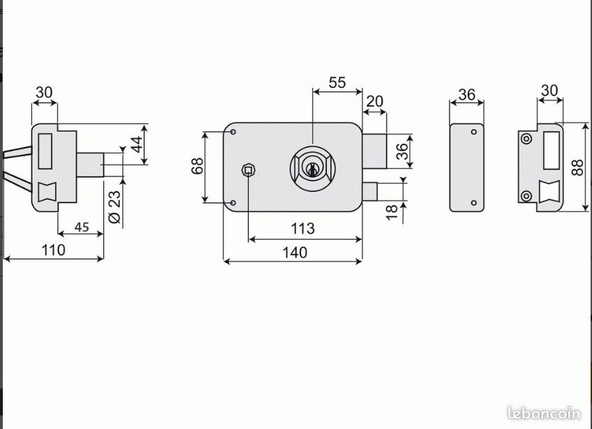 Serrure applique horizontale, 140 x88mm, THIRARD Neuf (image 4)