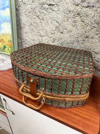 Valise Pique-nique Vintage Années 70 - Grande Taille - Curiosité Ancienne - Occasion à Restaurer