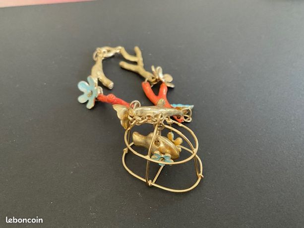 Bracelet Lolita Lempicka "Dentelles De Nature" Occasion - Alliage Doré Avec Breloques Charms - Style Romantique Et Naturel