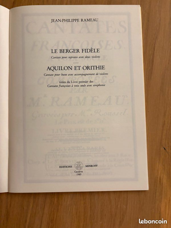 🎼 Jean-Philippe Rameau – Le Berger fidèle / Aquilon et Orithie (Éditions Minkoff, Genève, 1989 – Collection « La cantate française au XVIIIᵉ siècle ») (image 2)