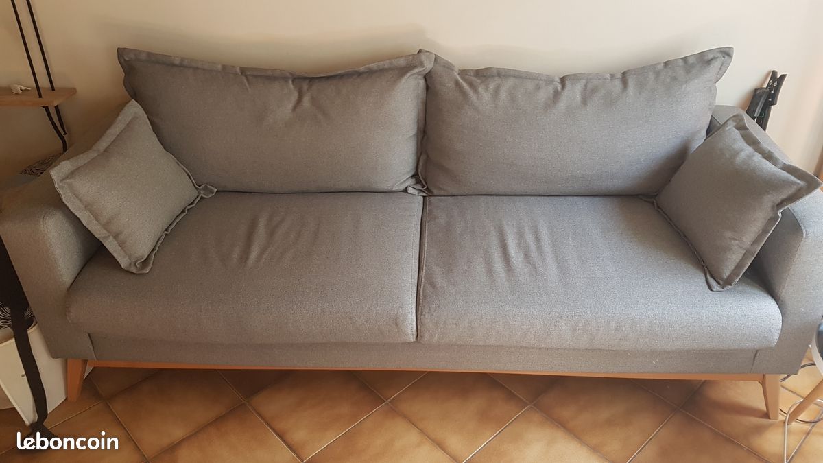 Canapé convertible 3/4 places Duke gris clair Maisons du monde (image 1)