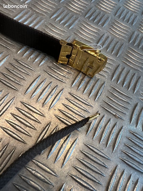 Ceinture Militaire En Toile Nylon Marron Avec Boucle Dorée - Taille Unique - Neuf Avec étiquettes
