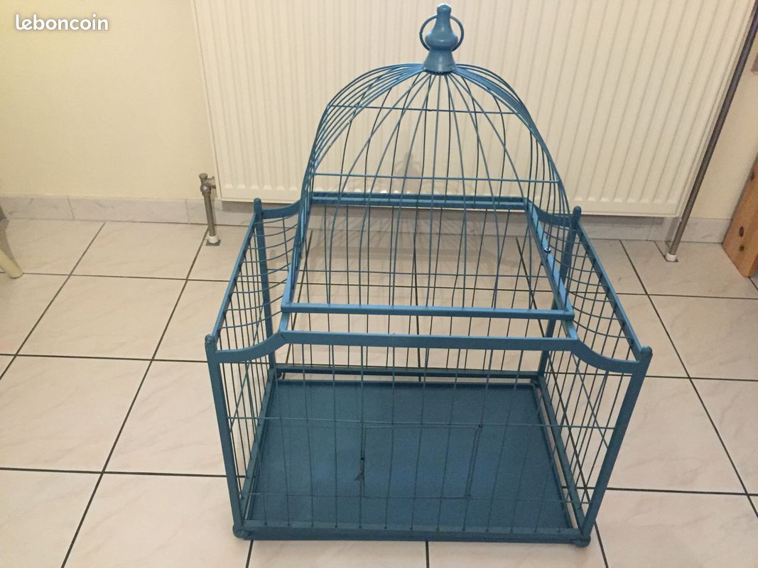 Cage à oiseaux de décoration coloris bleu grande taille (image 1)