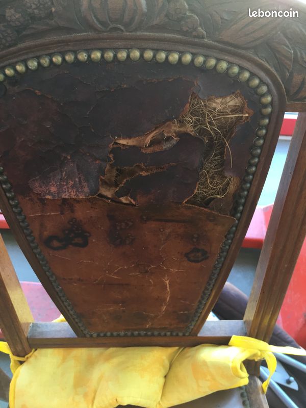 Chaises vintage cuir et bois (image 2)